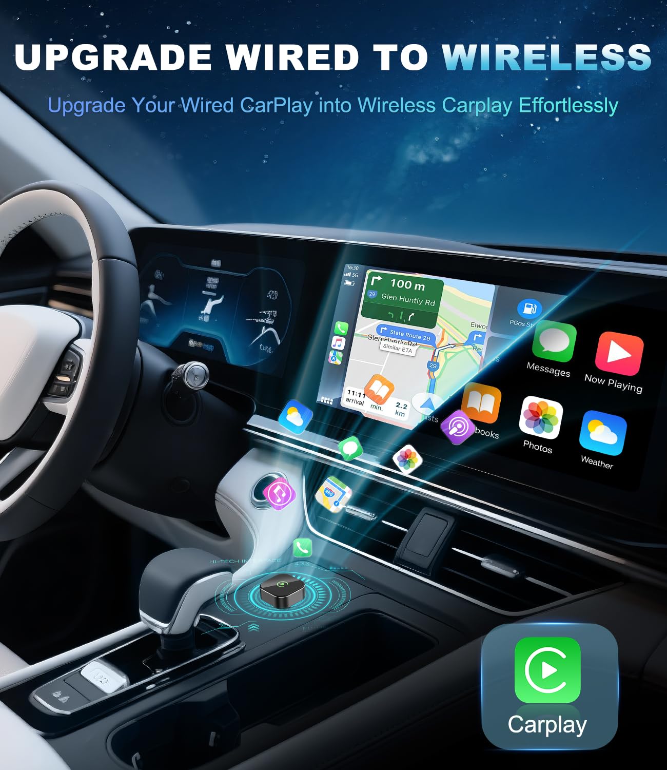 AULEXIS™ Mini Wireless CarPlay/Android Auto Adapter