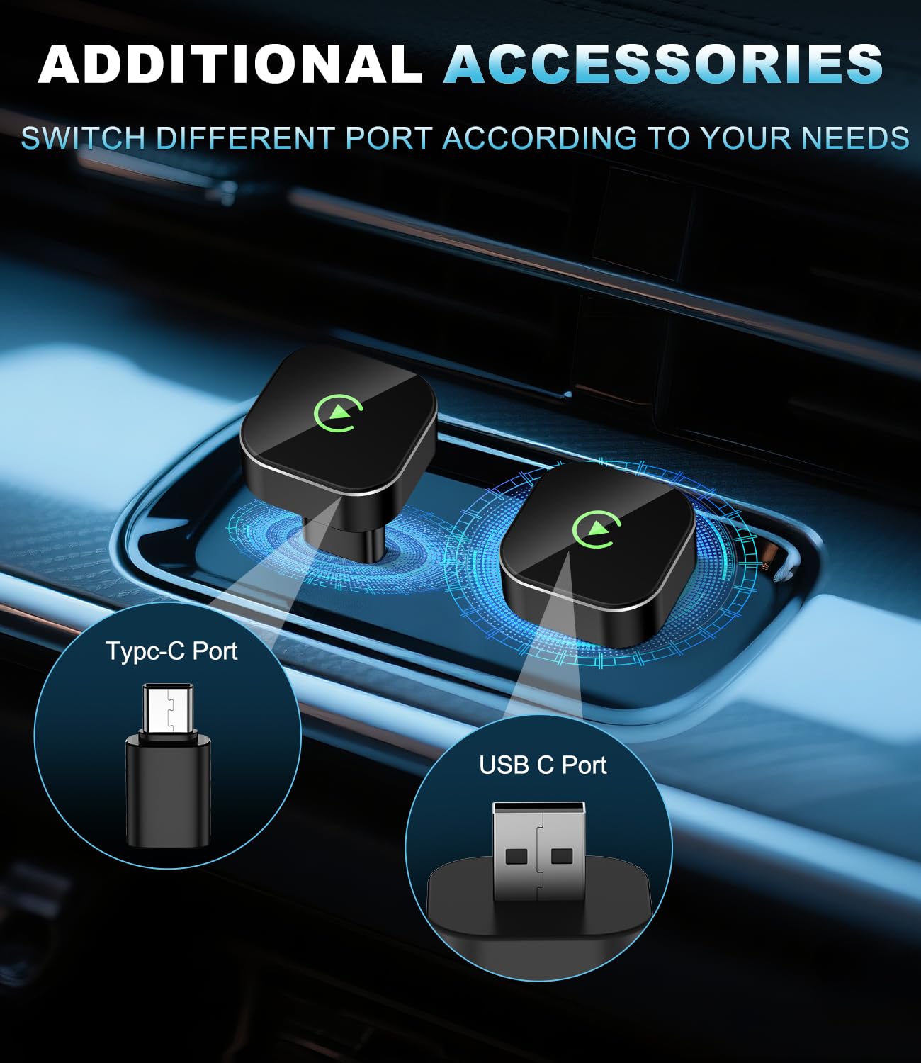 AULEXIS™ Mini Wireless CarPlay/Android Auto Adapter